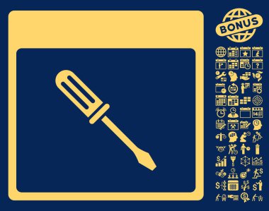 Tornavida takvim sayfa düz vektör simge Bonus ile