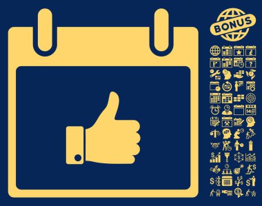 El takvim gün düz vektör simgesi Bonus ile yukarı başparmak