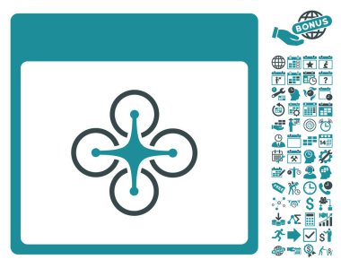 Bonus ile hava helikopter takvim sayfa düz vektör simgesi