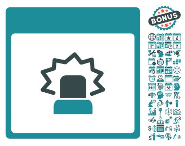 Bonus ile uyarı takvim sayfa düz vektör simgesi