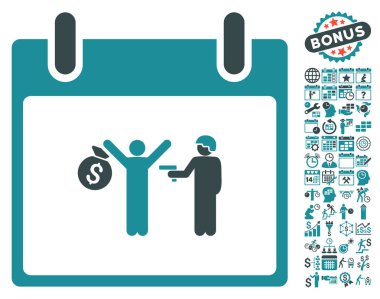 Bonus ile tutuklama takvim gün düz vektör simgesi