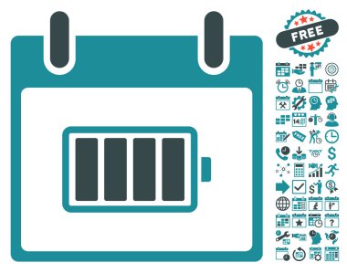 Pil takvim gün düz vektör simgesi Bonus ile