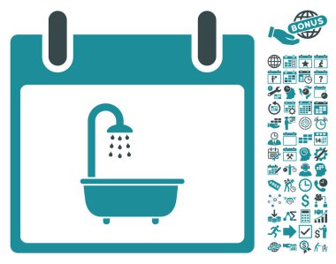 Bonus ile banyo takvim gün düz vektör simgesi