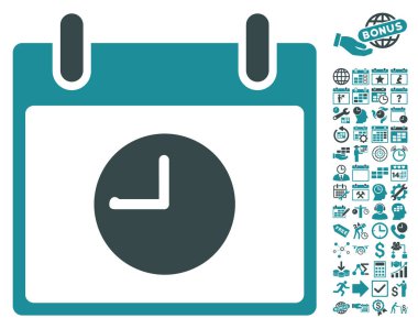 Saat takvim gün düz vektör simgesi Bonus ile