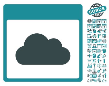 Bonus ile bulut takvim sayfa düz vektör simgesi