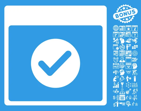 Ok Calendario Día Vector plano icono con bono — Archivo Imágenes Vectoriales