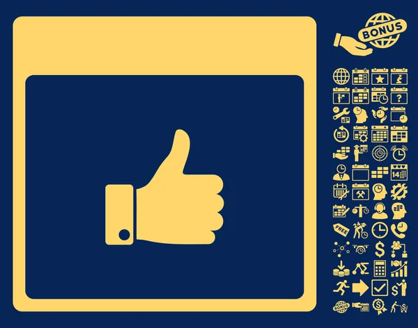 Thumb Up Рука Календар Сторінка Плоска Векторна піктограма з бонусом — стоковий вектор