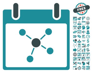 Bonus ile bağlantıları takvim gün düz vektör simgesi