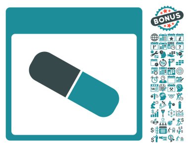 Takvim sayfası düz vektör simge Bonus ile ilaç kapsül