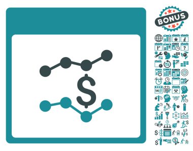 Mali çizelgeleri ile Bonus sayfa düz vektör simge takvim