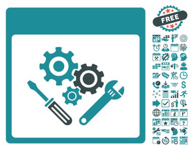 Vites araçlar ile Bonus sayfa düz vektör simge takvim