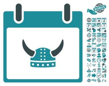 Boynuzlu miğfer takvim gün düz vektör simge Bonus ile