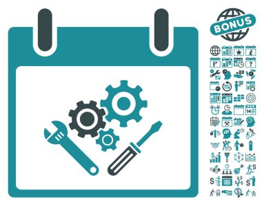 Araç Araçlar takvim gün düz vektör simgesi Bonus ile