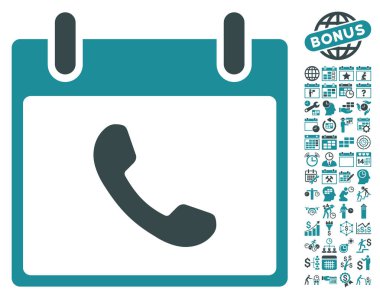 Bonus ile telefon takvim gün düz vektör simgesi