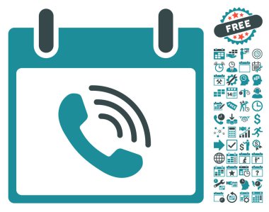 Bonus ile telefon görüşmesi takvim gün düz vektör simgesi