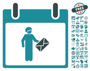 Postacı takvim gün düz vektör simge Bonus ile