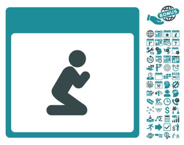 Kişi takvim sayfa düz vektör simge Bonus ile dua