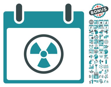 Bonus ile radyoaktif takvim gün düz vektör simgesi