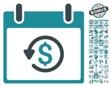 Takvim gün düz vektör simge Bonus ile iade