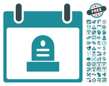 Bonus ile rip anıt takvim gün düz vektör simgesi