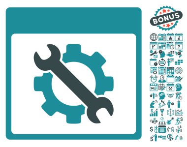 Ayarları araçları ile Bonus sayfa düz vektör simge takvim