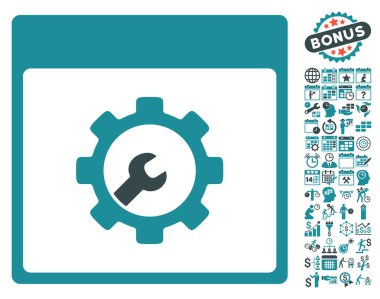 Araçlar takvim sayfa düz vektör simgesi Bonus ile kurulum