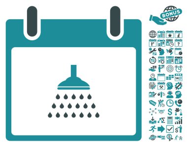 Bonus ile duş takvim gün düz vektör simgesi