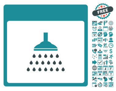 Bonus ile duş takvim sayfa düz vektör simgesi