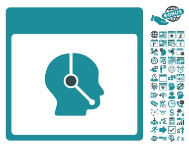 Telefonla satış operatör takvim sayfa düz vektör simge Bonus ile