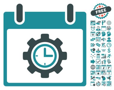 Bonus ile zaman dişli takvim gün düz vektör simgesi