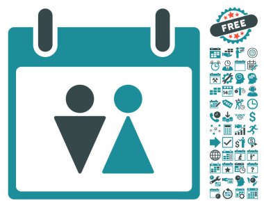 Tuvalet takvim gün düz vektör simgesi Bonus ile