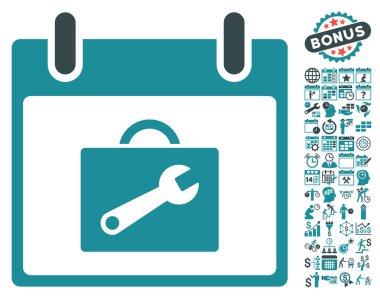 Araç kutusu takvim gün düz vektör simgesi Bonus ile
