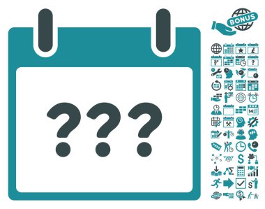 Bonus ile bilinmeyen gün takvim sayfa düz vektör simgesi