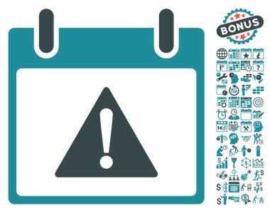 Uyarı takvim gün düz vektör simgesi Bonus ile