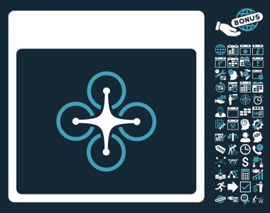 Bonus ile hava helikopter takvim sayfa düz vektör simgesi