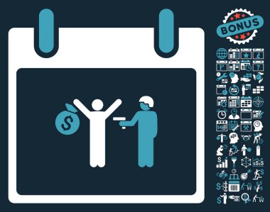 Bonus ile tutuklama takvim gün düz vektör simgesi