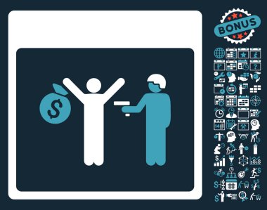 Bonus ile tutuklama takvim sayfa düz vektör simgesi