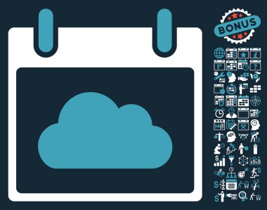 Bonus ile bulut takvim gün düz vektör simgesi
