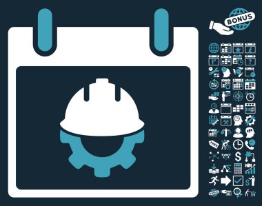 Bonus ile Geliştirme takvim gün düz vektör simgesi