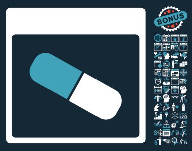 Takvim sayfası düz vektör simge Bonus ile ilaç kapsül