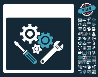 Vites araçlar ile Bonus sayfa düz vektör simge takvim