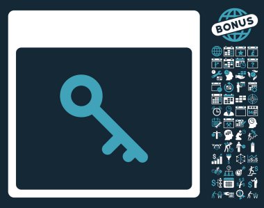 Bonus ile anahtar takvim sayfa düz vektör simgesi