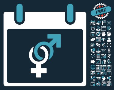 Bonus ile evlilik takvim gün düz vektör simgesi