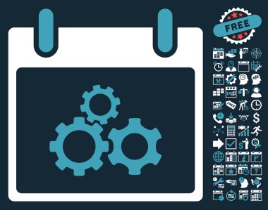 Mekanik vites takvim gün düz vektör simge Bonus ile