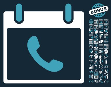 Bonus ile telefon takvim gün düz vektör simgesi