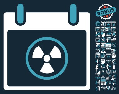 Bonus ile radyoaktif takvim gün düz vektör simgesi