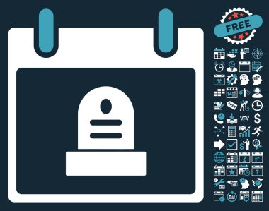 Bonus ile rip anıt takvim gün düz vektör simgesi