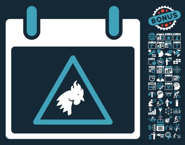 Takvim gün düz vektör simge Bonus ile uyarı horoz