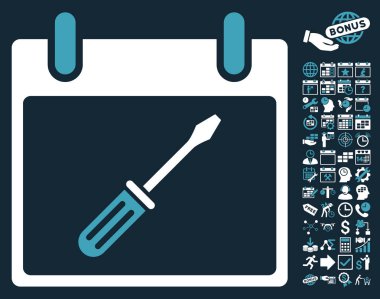 Tornavida takvim gün düz vektör simge Bonus ile ayarlama