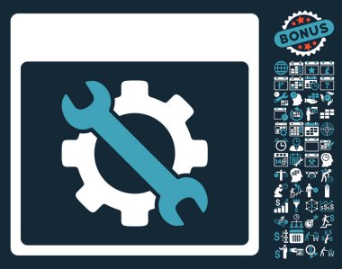 Ayarları araçları ile Bonus sayfa düz vektör simge takvim